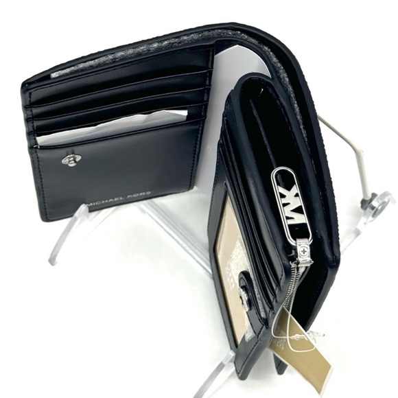 Michael Kors Medium Empire Leopard Logo Snap ZA Wallet Black Multi - Picture 7 of 10